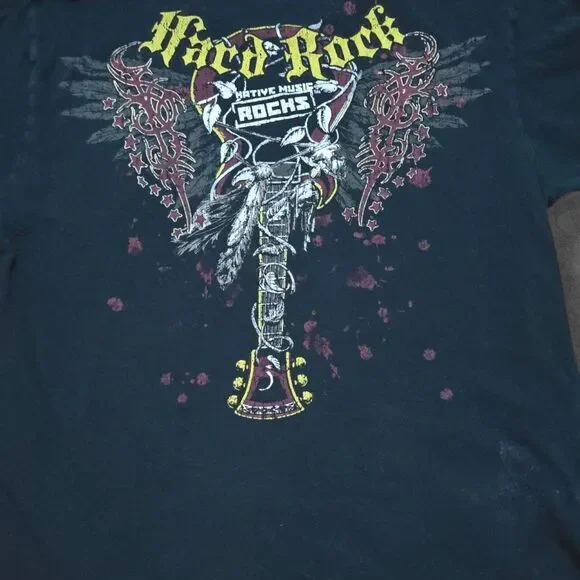 Y2k Style Hard Rock Cafe Native Music Rocks Shirt Large - Picture 3 of 5